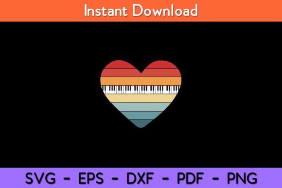 Pianist Gifts Retro Sunset Piano Graphics for Crafts