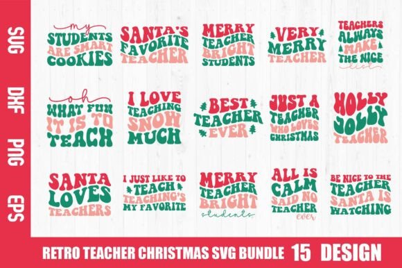 Retro Teacher Christmas SVG Bundle for Graphics and Crafts